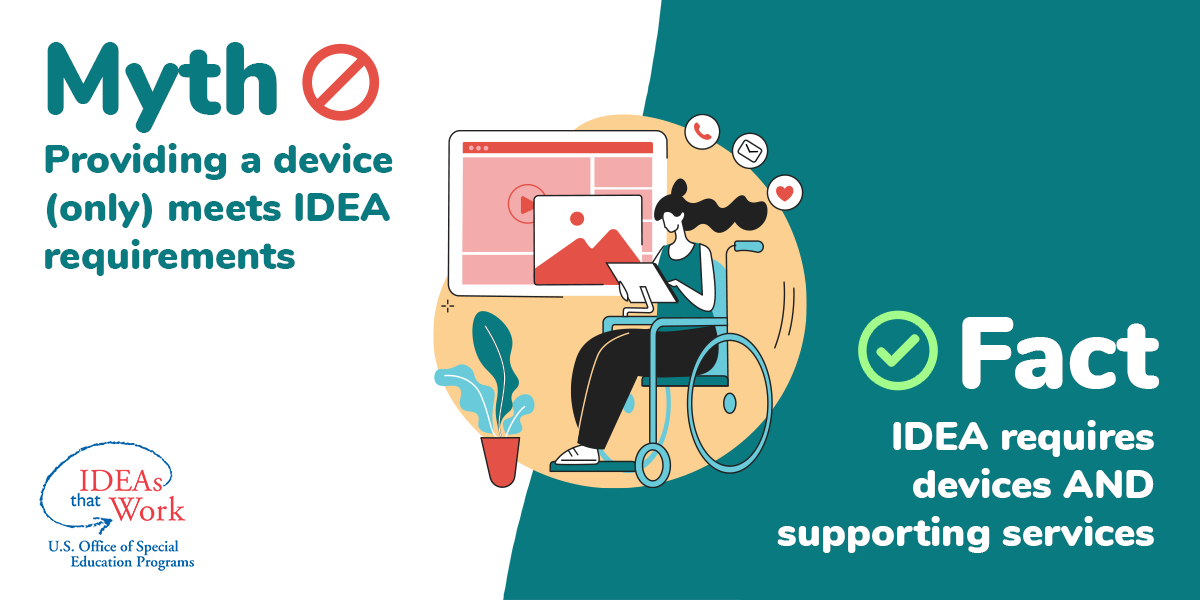 Myth: Providing a device (only) meets IDEA requirements. Fact: IDEA requires devices and supporting services